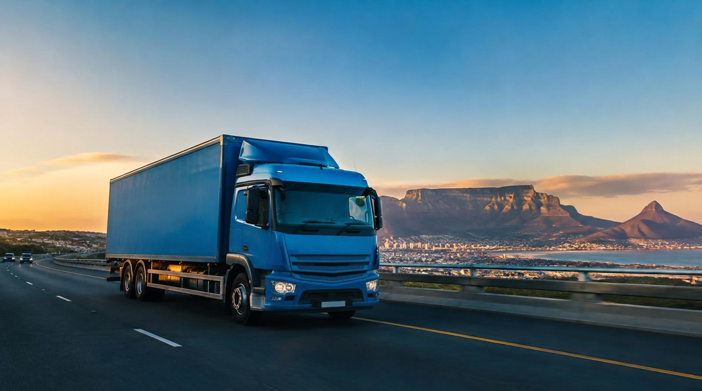 TrackWay delivery truck on a highway near Cape Town